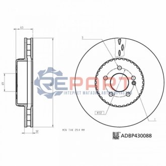 Диск гальмівний (передній) MB E-class (W213)/GLC-class (X253) 16- (342x32) PRO+ BLUE PRINT ADBP430088 (фото 1)