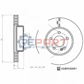 Диск гальмівний (передній) MB C-class (W205)/E-class (W213) 13- (305х28) BLUE PRINT ADBP430091 Купити в Україні