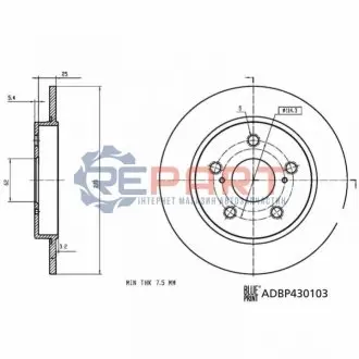 Диск гальмівний задн Лів/Прав TOYOTA COROLLA 1.5/1.6/2.0H 01.19 BLUE PRINT ADBP430103 Купити в Україні
