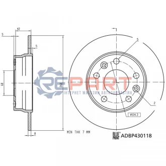 Диск гальмівний задн Лів/Прав NISSAN JUKE RENAULT CAPTUR II, MEGANE IV 1.0-1.8D 11.15 BLUE PRINT Adbp430118