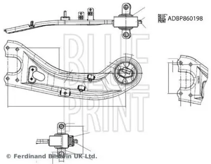 Важіль підвіски,задня вісь Лів HYUNDAI IX35 KIA SPORTAGE III 2.0/2.0D/2.4 08.09-12.16 BLUE PRINT ADBP860198 Купити в Україні