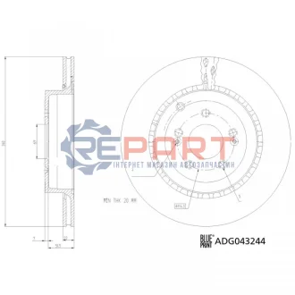 KIA Гальмівний диск задній STINGER (CK) 3.3 T-GDi 17 BLUE PRINT ADG043244 Купити в Україні