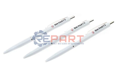 Ручка пластикова з логотипом BM Parts (біла) (к-кт 3 шт) BM group Ballpoint BM Parts WT 3x Купити в Україні