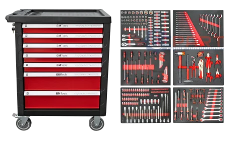 Візок з інструментами 7 секцій 268 од. (червоний) BM TOOLS 20100004
