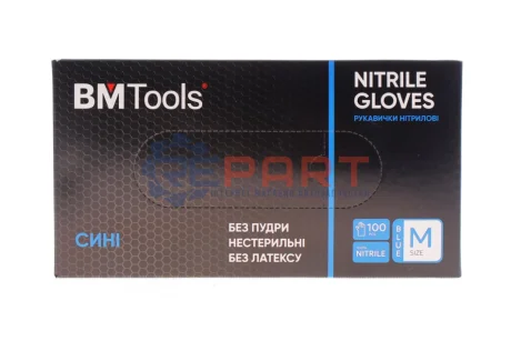Рукавиці нітрилові (M) 100 шт. (блакитні) (3,5 г) BM TOOLS 50100002