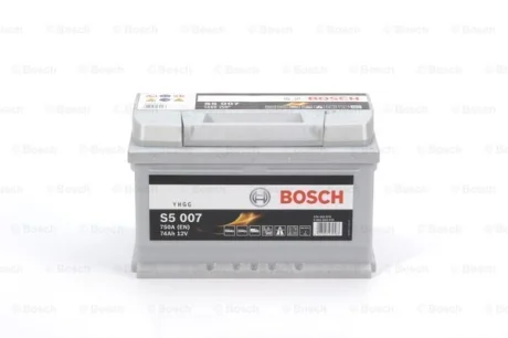 Акумулятор BOSCH 12В 74Агод./750А S5 (R+ стандартні клеми) 278x175x175 B00 - без монтажного фланця (пусковий) Bosch 0 092 S50 070