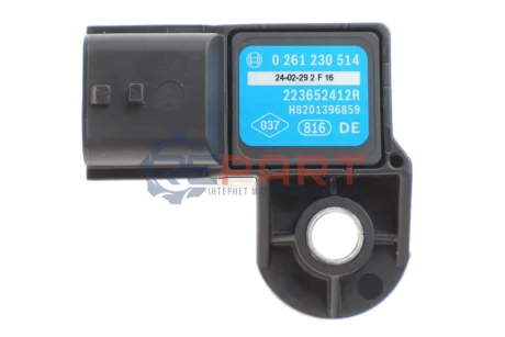 Датчик тиску у впускному колекторі FIAT TALENTO OPEL VIVARO B RENAULT ESPACE V, GRAND SCENIC IV, MEGANE IV, SCENIC IV, TALISMAN, TRAFIC III 1.6D 05.14 Bosch 0261230514 Купити в Україні