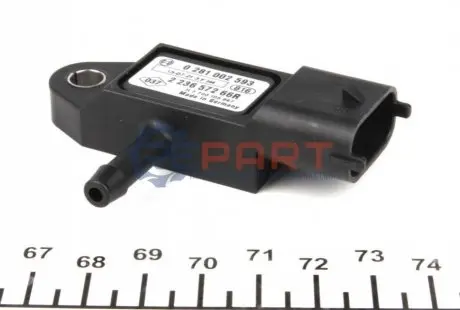 Датчик тиску у впускному колекторі (3 pin) DACIA DUSTER, LOGAN, LOGAN EXPRESS, LOGAN MCV, SANDERO NISSAN INTERSTAR, PRIMASTAR OPEL VIVARO A RENAULT CLIO II, CLIO III, DUSTER 1.5D/1.9D 01.96 Bosch 0281002593 Купити в Україні