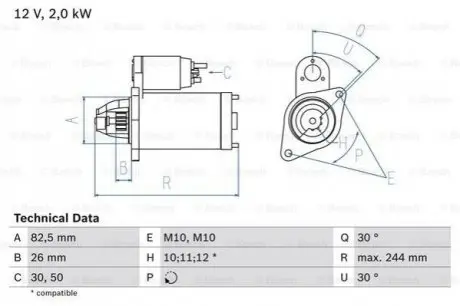 Стартер Bosch 0986017260