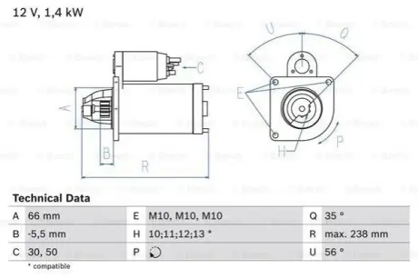 Стартер Bosch 0986018310