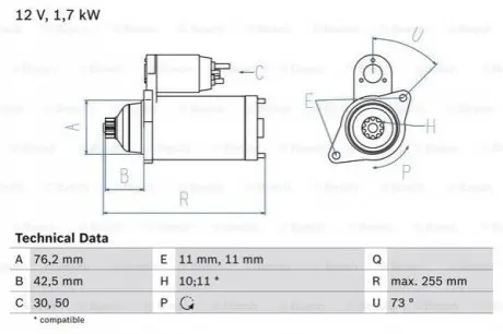 Стартер Bosch 0 986 020 280