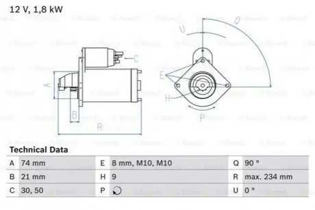 Стартер Bosch 0986021230