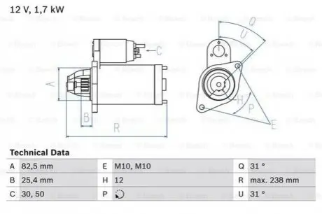 Стартер Bosch 0986021360