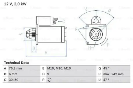 СТАРТЕР 12V FORD Bosch 0986021820