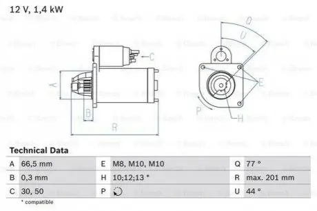 Стартер Bosch 0986022800