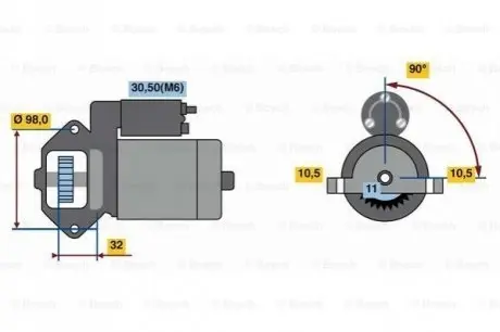 Стартер (12В, 1,2кВт, відновлений) VOLVO C30, S40 II, S60 II, S80 II, V50, V60 I, V70 III, XC60 I FORD C-MAX, FOCUS C-MAX, FOCUS II, FOCUS III, GALAXY II, GALAXY III, GALAXY MK II 1.6-2.5 10.03 Bosch 0986023570