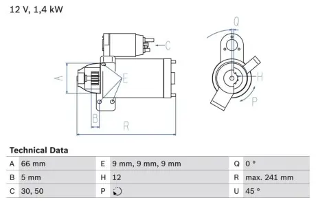 Стартер (12В, 1,4кВт, відновлений) BMW 1 (F20), 1 (F21), 2 (F22, F87), 3 (F30, F80), 3 (F31), 3 GRAN TURISMO (F34), 4 (F32, F82), 4 (F33, F83), 4 GRAN COUPE (F36), 5 (F10) 1.6D/2.0D/3.0D 06.10 Bosch 0986024980