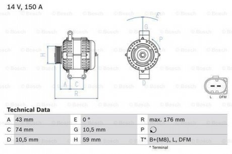 Генератор BOSCH 0 986 047 910 (фото 1)