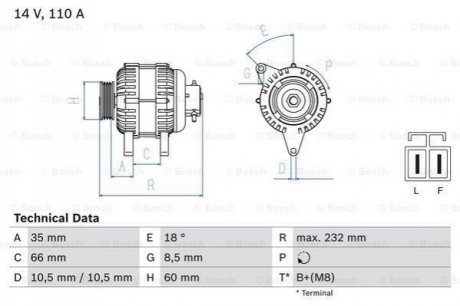 Генератор BOSCH 0986048301 (фото 1)