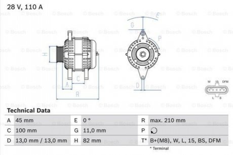 Генератор BOSCH 0986081870 (фото 1)