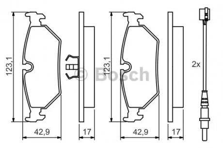 Тормозные колодки, дисковые. - (425111, 425112, 425466) BOSCH 0986424027