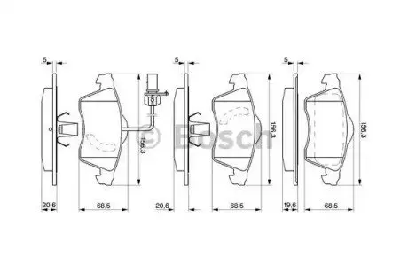 Комплект гальмівних колодок передн, VW CALIFORNIA T4 CAMPER, TRANSPORTER T4 1.9D-2.8 07.90-06.03 Bosch 0986424537 Купити в Україні