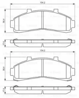 Комплект гальмівних колодок передн, FORD USA BRONCO II, EXPLORER, F-250, F-250 SUPER DUTY, F-350 2.9-7.5 09.85 Bosch 0986424656 Купити в Україні