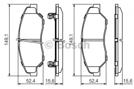 Комплект гальмівних колодок передн, KIA RETONA, SPORTAGE 2.0/2.0D 04.94-08.03 Bosch 0986424696