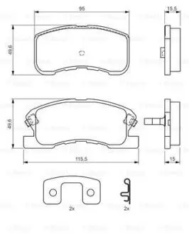 Комплект гальмівних колодок передн, DAIHATSU MOVE, SIRION, YRV TOYOTA DUET 1.0/1.3 04.98 Bosch 0986424697 Купити в Україні