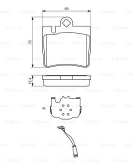 Комплект гальмівних колодок задн, MERCEDES S (C215), S (W220, V220) 2.8-6.3 10.98-03.06 Bosch 0986424830
