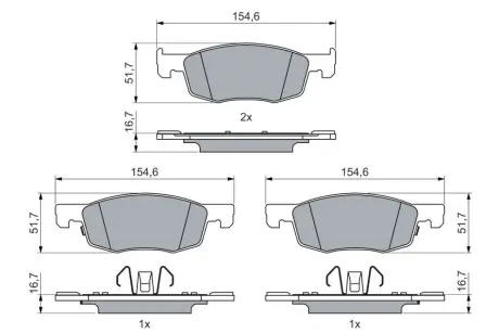 Комплект гальмівних колодок передн, MAZDA 2 TOYOTA AYGO X, YARIS 1.0/1.5/1.5H 02.20 Bosch 0986460018