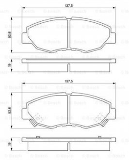 Гальмівні колодки, дискове гальмо (набір) - (45022SM4A00, 45022SNAA52, 45022SM4A01) BOSCH 0986461124