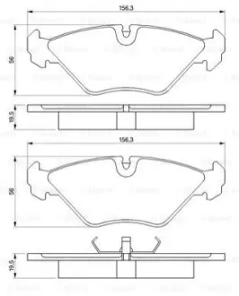 Комплект гальмівних колодок передн, SAAB 9000 2.0/2.3/3.0 09.84-12.98 Bosch 0986461766