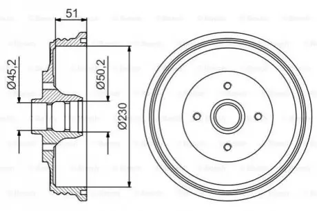 Гальмівний барабан задн SEAT INCA VW CADDY, CADDY II 1.4-1.9D 11.95-06.09 Bosch 0 986 477 178 Купити в Україні