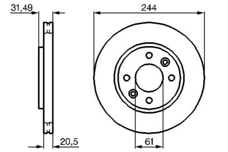 Гальмівний диск перед. (вентил.) RENAULT 21 2,1D/TD 86-95 BOSCH 0986478278