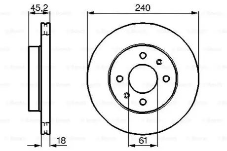 Диск гальмівний передн Лів/Прав NISSAN 100NX, SUNNY II, SUNNY III 1.4-2.0D 01.86-03.00 Bosch 0986478533 Купити в Україні