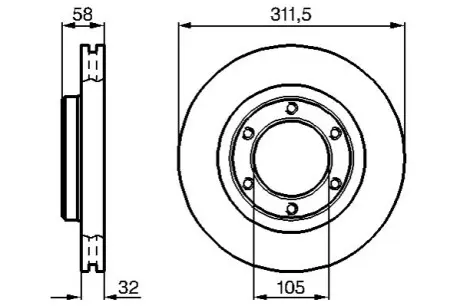 Диск гальмівний передн Лів/Прав TOYOTA LAND CRUISER 80 4.2D/4.5 01.90-12.97 Bosch 0 986 478 580 Купити в Україні