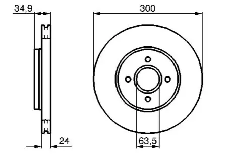 Диск гальмівний передн Лів/Прав FORD FOCUS I 2.0 03.02-11.04 Bosch 0 986 479 048 Купити в Україні