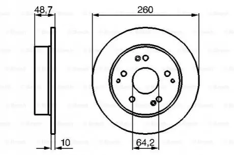Диск гальмівний задн Лів/Прав HONDA CIVIC VII, INTEGRA 1.4/1.6/2.0 11.00-11.08 Bosch 0986479225