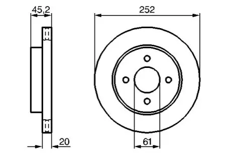 Диск гальмівний передн Лів/Прав NISSAN ALMERA I 1.4/1.6/2.0D 09.95-07.00 Bosch 0986479238 Купити в Україні