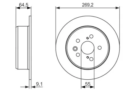 Диск гальмівний задн Лів/Прав TOYOTA CALDINA, CARINA E VI, CELICA, CORONA 1.8/2.0 10.91-09.02 Bosch 0986479336