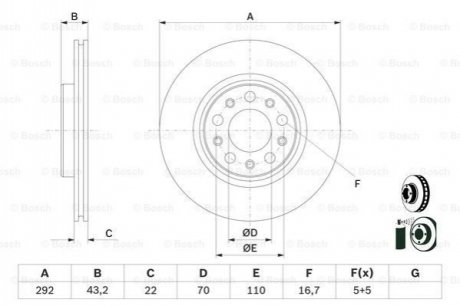 TARCZA HAM. ALFA T. GIULIASTELVIO 2,02,2 D 16- BOSCH 0 986 479 D99 (фото 1)