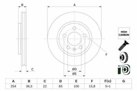 VW Диск гальмівний задний POLO V 1.0-2.0 09- BOSCH 0986479E01