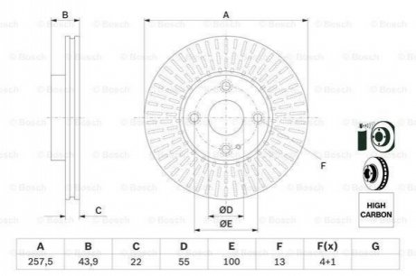 TARCZA HAM. MAZDA P. 2MX-5 1,5 14- BOSCH 0 986 479 E56 (фото 1)