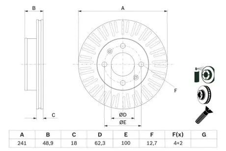 TARCZA HAM. KIA P. PICANTO 1,0-1,2 04- Bosch 0 986 479 E73 Купить в Украине
