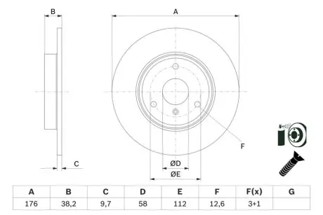 BOSCH DB тормозной диск передний Smart Fortwo -07,City-Coupe -04,Roadster -05 Bosch 0986479E74 Купить в Украине