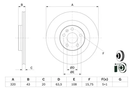 TARCZA HAM. VOLVO T. S60S90V60V90XC60XC90 2,0 14- Bosch 0 986 479 E87 Купить в Украине