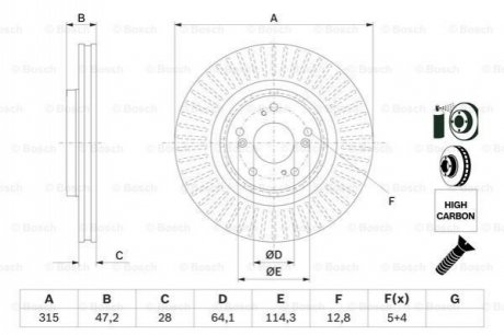 Диск тормозов. передняя. HONDA CR-V 15- BOSCH 0986479F12