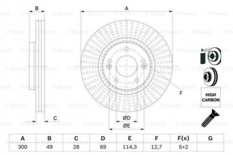 Тормозной диск HYUNDAI/KIA Santa Fe/Sorento F 09>> BOSCH 0986479F19