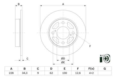 TARCZA HAM. SUZUKI T. SWIFT 1,0 17- BOSCH 0 986 479 F38 (фото 1)